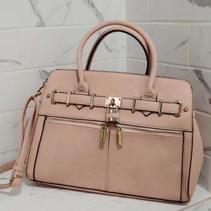 Large Pink Dasein Faux Leather Satchel